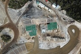 A drone image of a building site