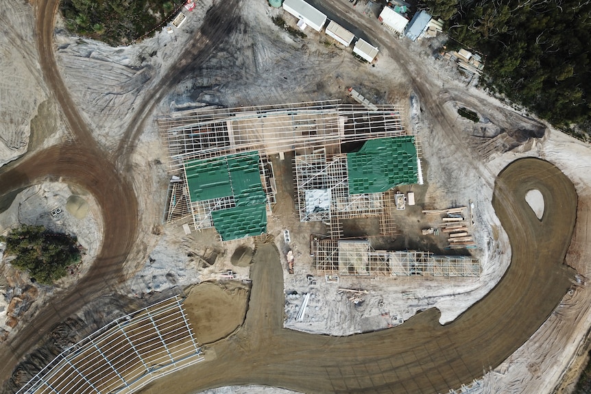 A drone image of a building site