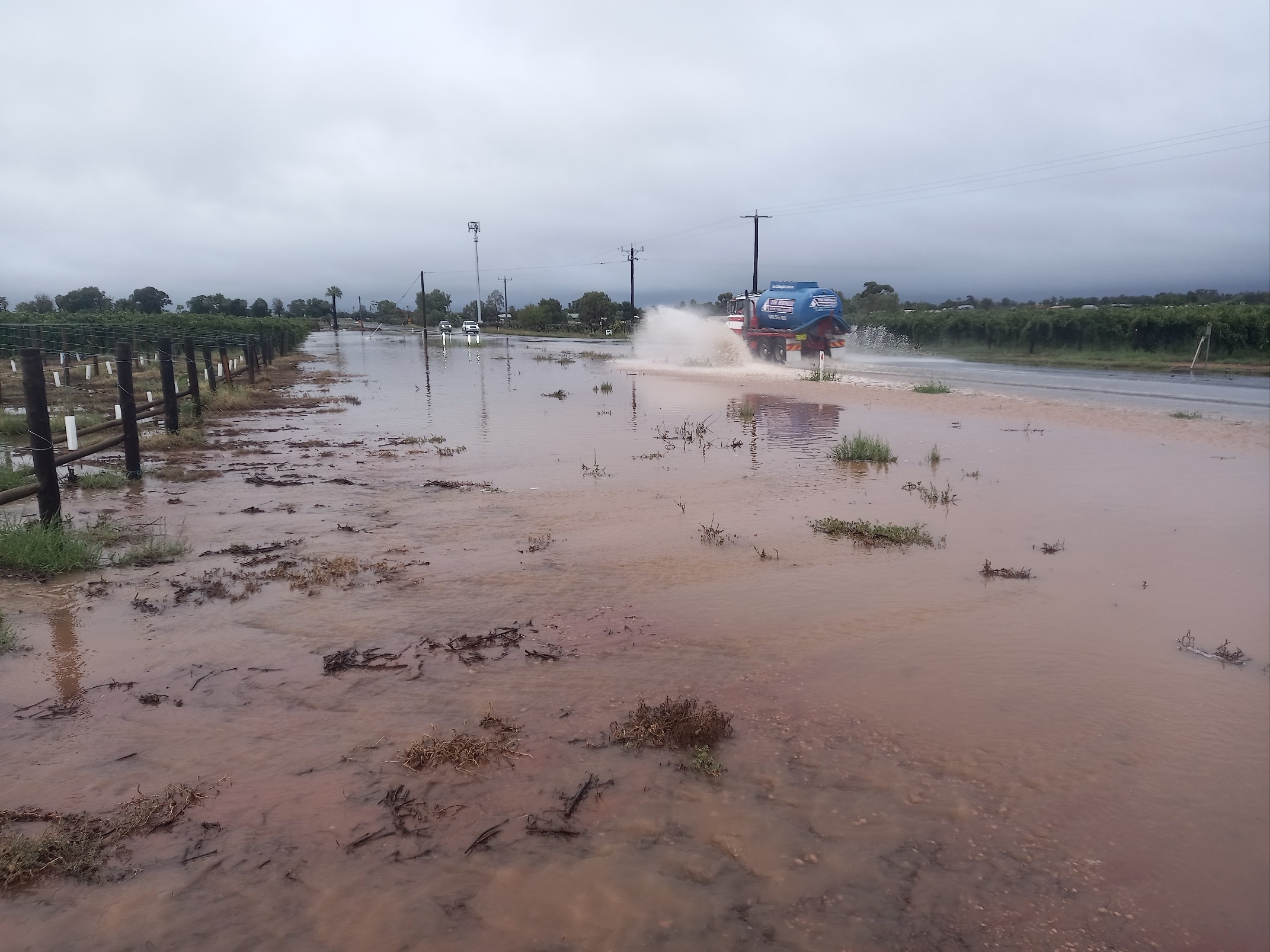Flooded road in Mildura