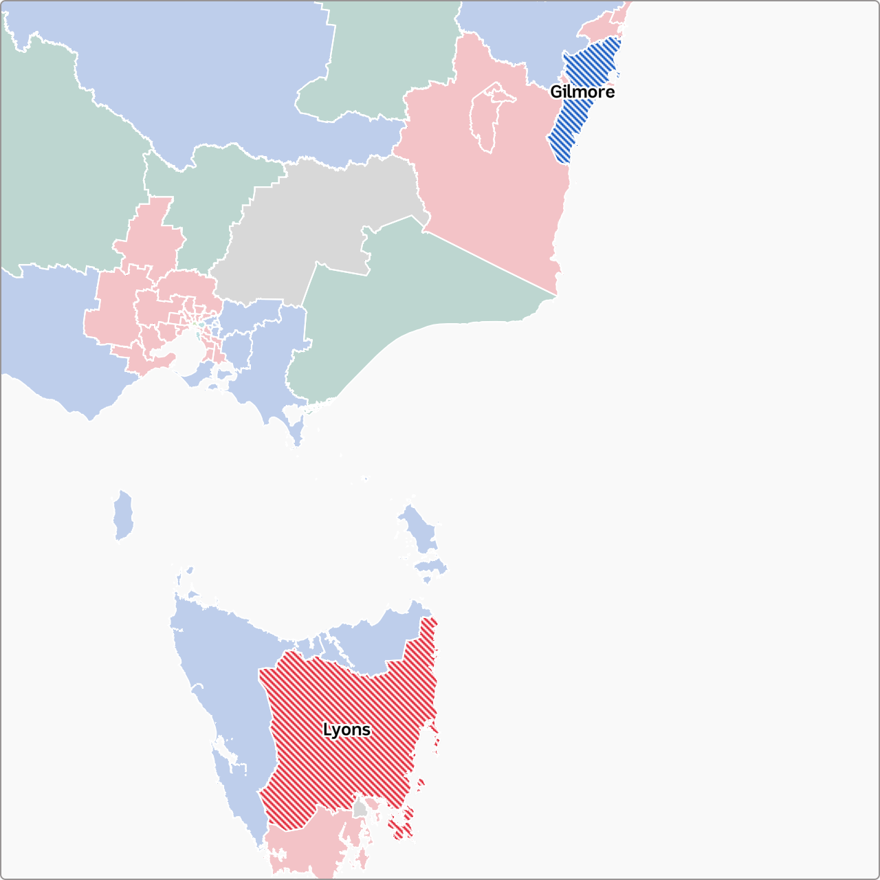 Gilmore and Lyons are the only two seats outside the cities that may change hands.