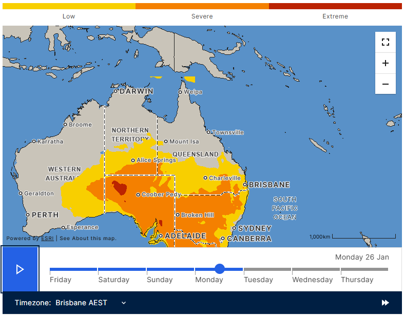 Um mapa de alerta de ondas de calor