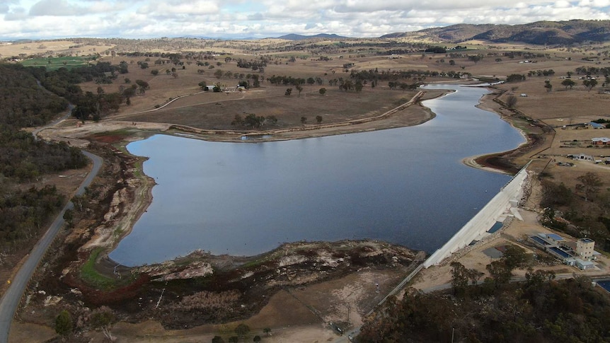 Aerial photo oif Tenterfield Dam, 2019.