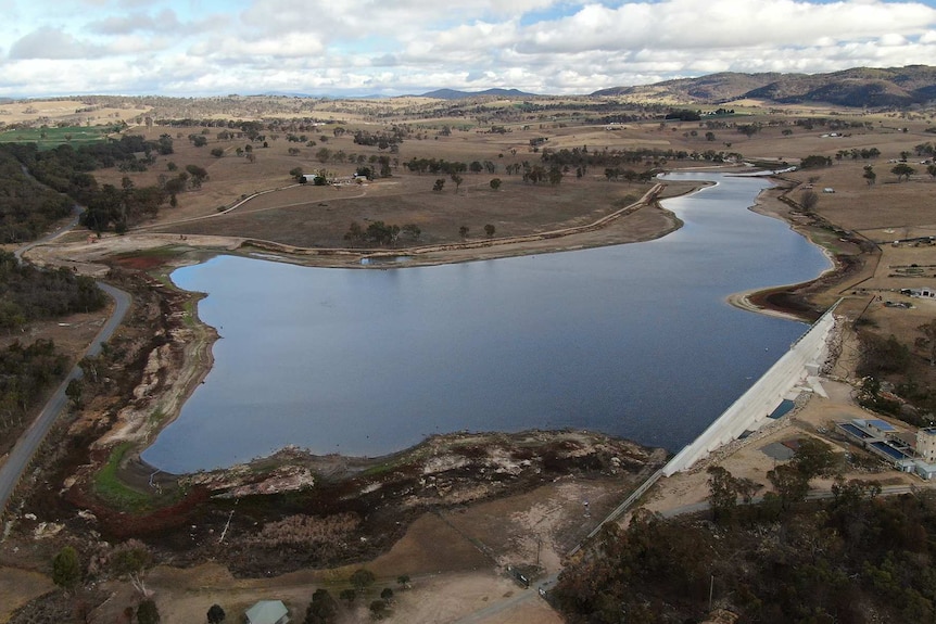 Aerial photo oif Tenterfield Dam, 2019.