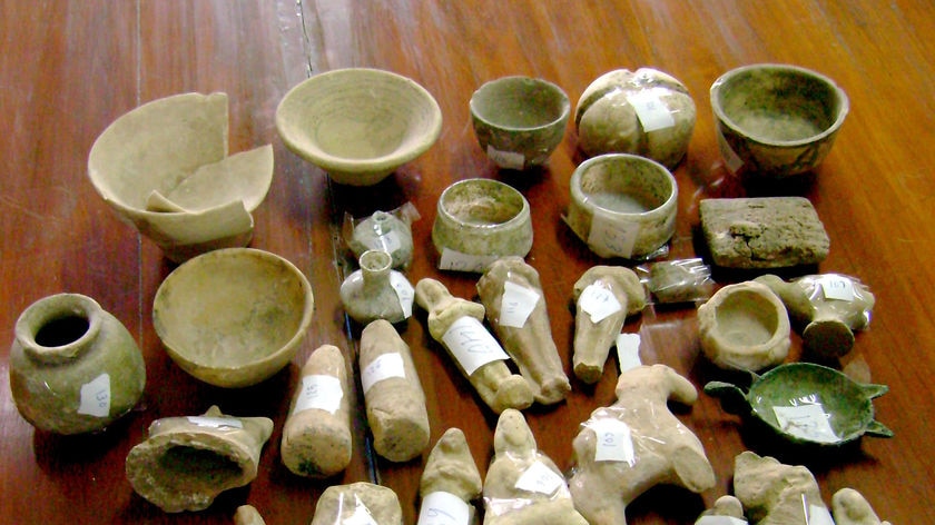 An undated picture from the Iraqi Ministry of Culture, Tourism and Antiquities showing artifacts recuperated by the Iraqi Museum which were looted during the 2003 US-led invasion in Iraq.