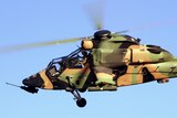 An Australian Army Tiger Armed Reconnaissance helicopter in flight.