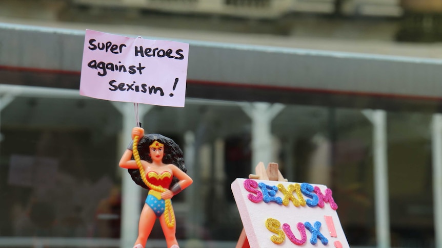 Wonder Woman action figure protests Wicked Campers