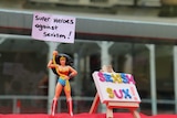 Wonder Woman action figure protests Wicked Campers