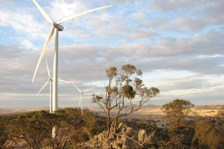 A wind tower in rural setting