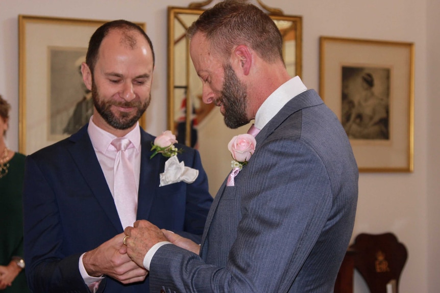 Robert and Sandy on their wedding day