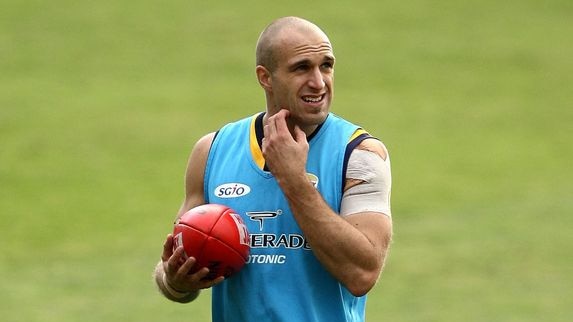 Chris Judd looks on at an Eagles training session