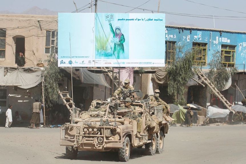 Special forces soldiers driving in Oruzgan Province.