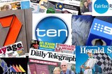 Collage of Australian newspaper front pages and the Seven, Ten and Nine network logos, with Triple M and Fairfax radio logos