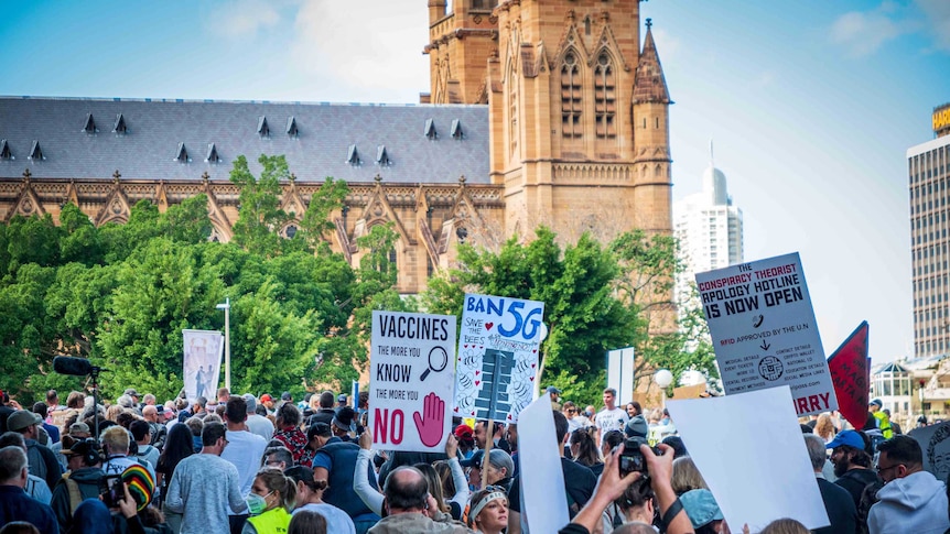 A protest which was promoted by anti-5G and anti-vaccination activists was held in Sydney during the pandemic.