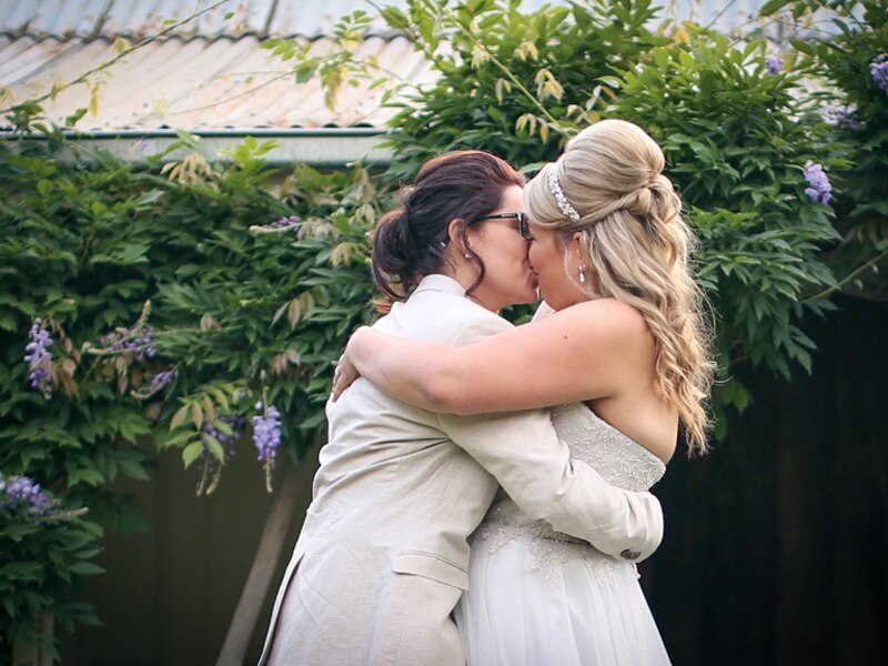 Amanda Celentane and Selina Caruana at their civil ceremony