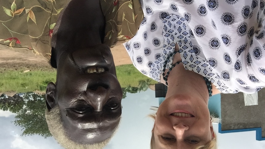 ABC Africa correspondent Sally Sara with Helen Lanyom, a villager in Gulu, northern Uganda