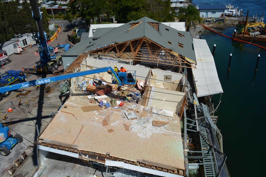 Work is underway to demolish Lake Macquarie's Pelican Marina.