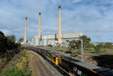 A coal train leaves the Gladstone Power Station.