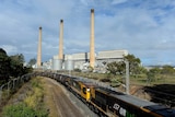A coal train leaves the Gladstone Power Station