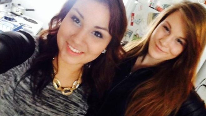 Cheyenne Antoine (left) and Brittney Gargol (right) smile in a selfie