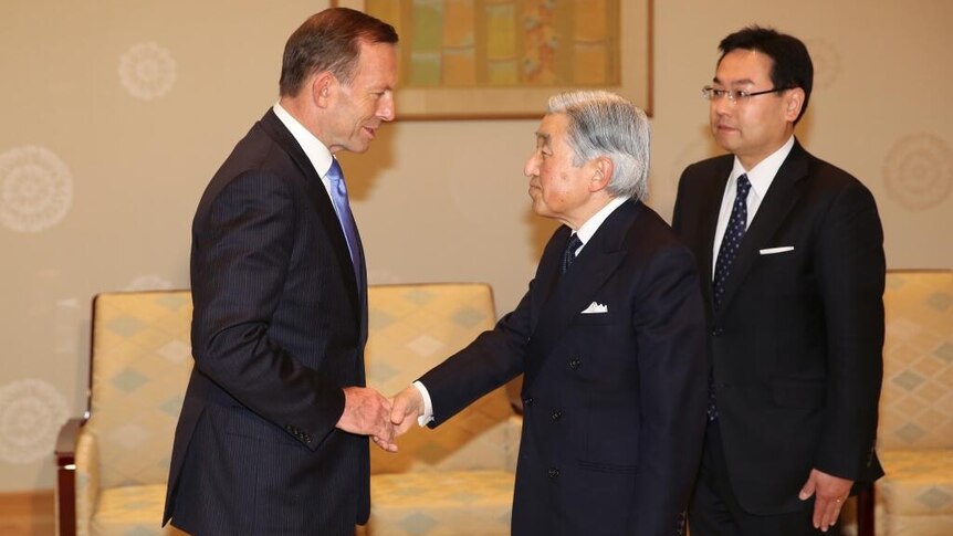 Prime Minister Tony Abbott meets Emperor Akihito of Japan