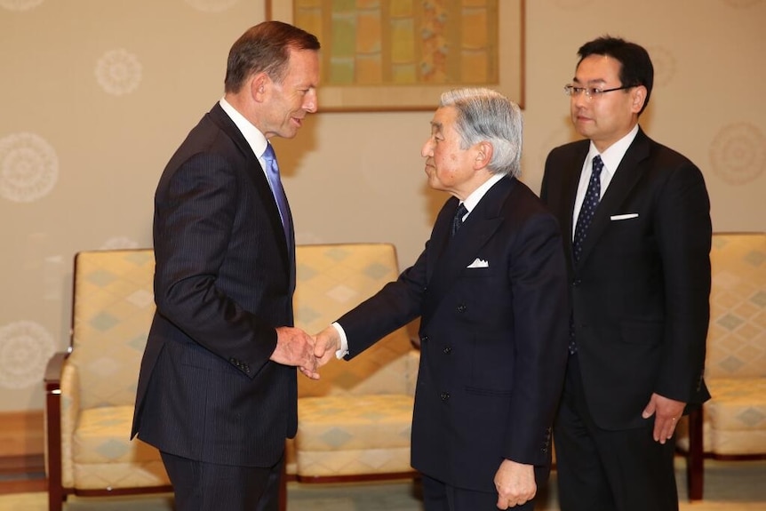 Prime Minister Tony Abbott meets Emperor Akihito of Japan