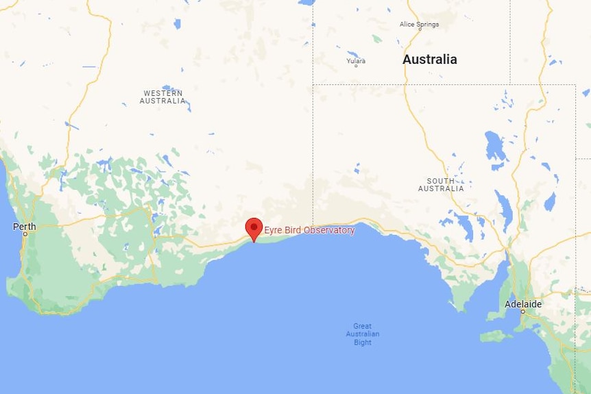 A map showing where the observatory is on the Nullarbor Plain