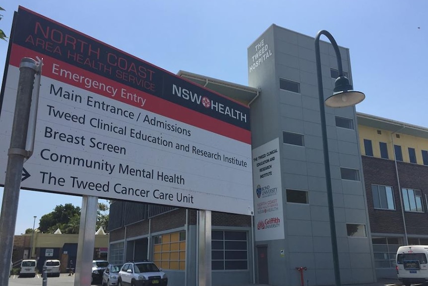 Exterior sign at Tweed Hospital