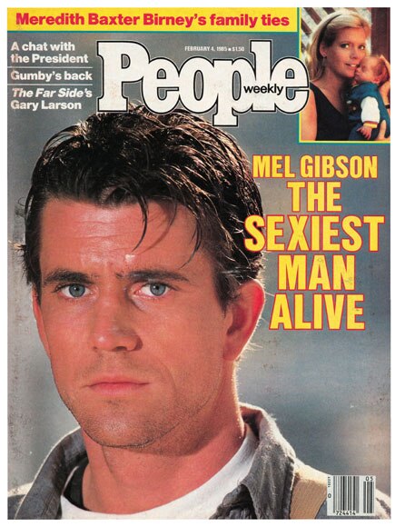 The cover of a 1985 edition of People Magazine declaring Mel Gibson the sexiest man alive.