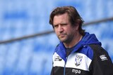 Des Hasler looking on at a Canterbury Bulldogs training session in 2016.