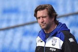 Des Hasler looking on at a Canterbury Bulldogs training session in 2016.