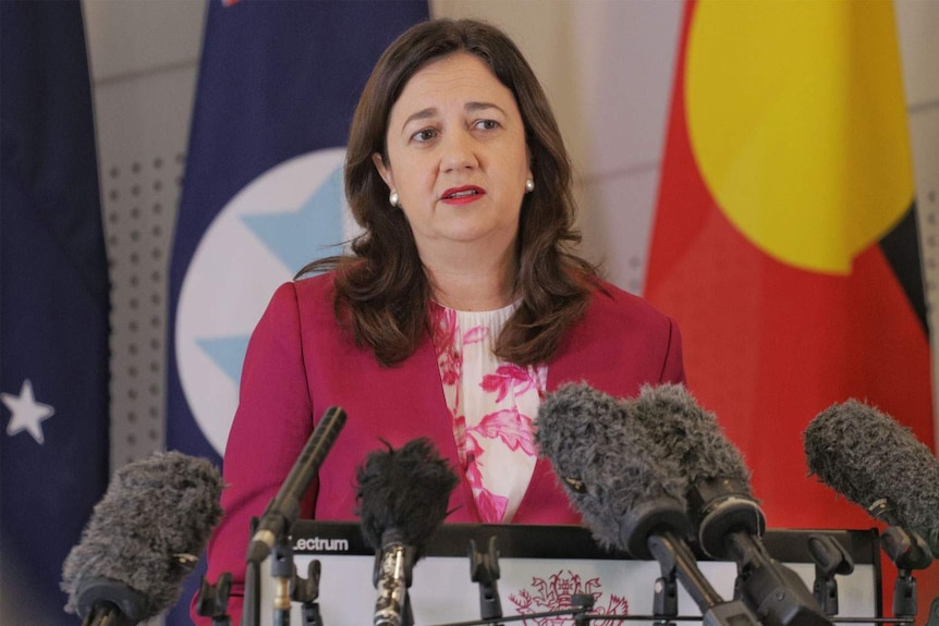 Queensland Premier Annastacia Palaszczuk speaking to the media in Brisbane.