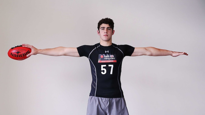Christian Petracca from Eastern Ranges poses during the 2014 AFL Draft Combine at Docklands.