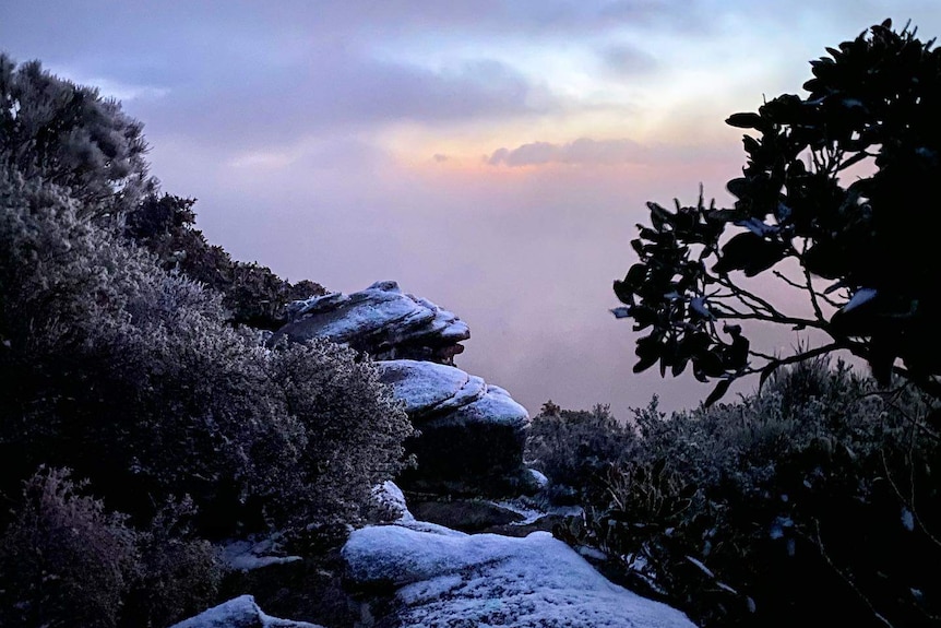 Mount William (Mount Duwil) in the Grampians dusted with snow.