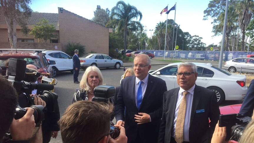 Prime Minister Scott Morrison visits Shellharbour Hospital with Liberal candidate for Gilmore Warren Mundine