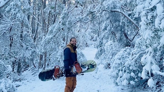 Snowboarding in the Tasmanian snow 