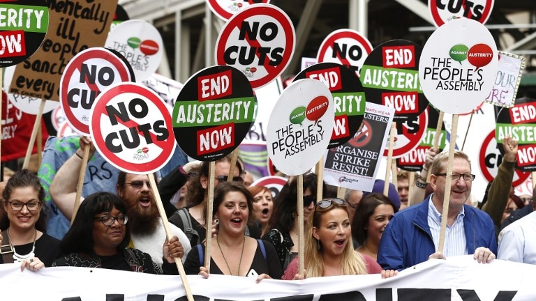 Anti-austerity protesters march in London