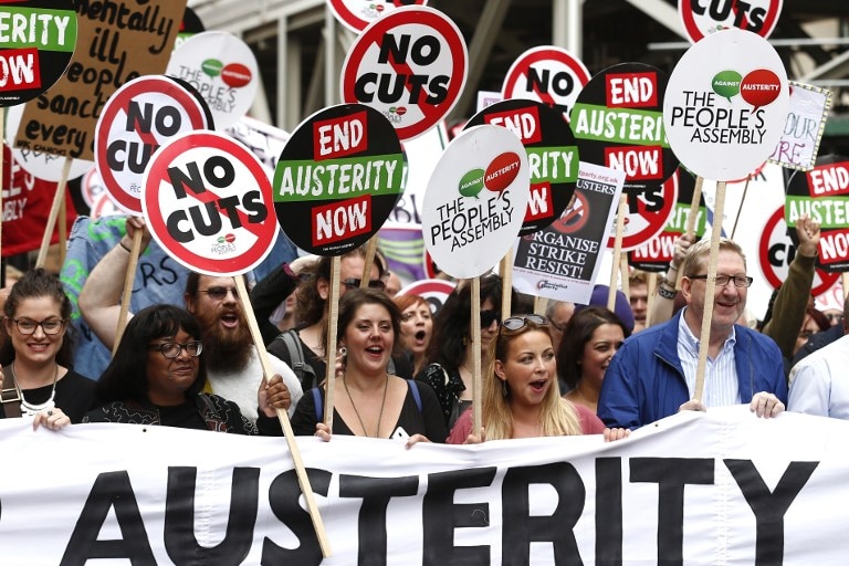 Anti-austerity protesters march in London