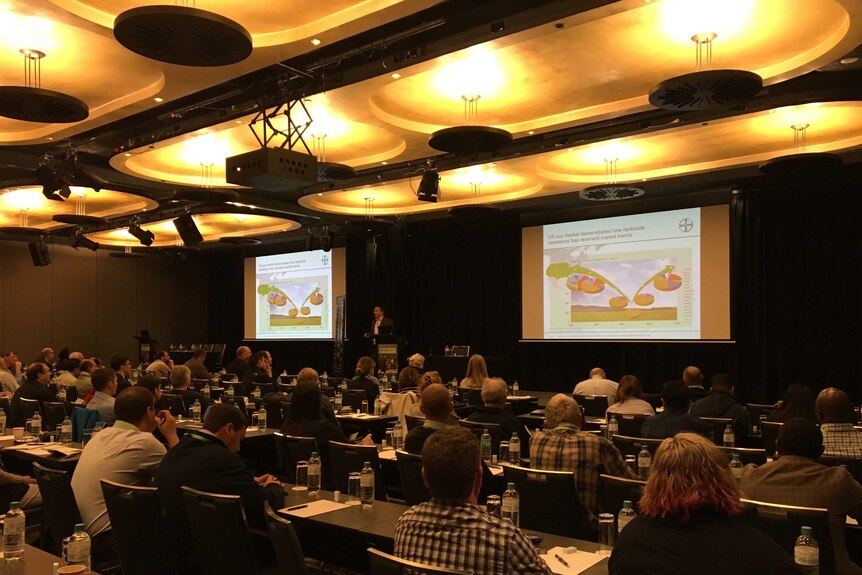 Head of weed control research for Bayer Crop Science, Dr Marco Busch, speaks at the 20th Australasian Weeds Conference