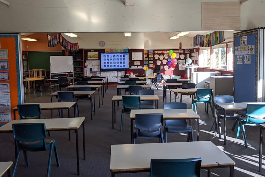 An empty school classroom