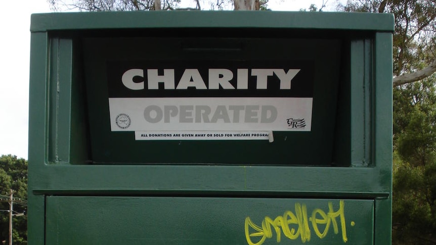 A clothing recycling bin