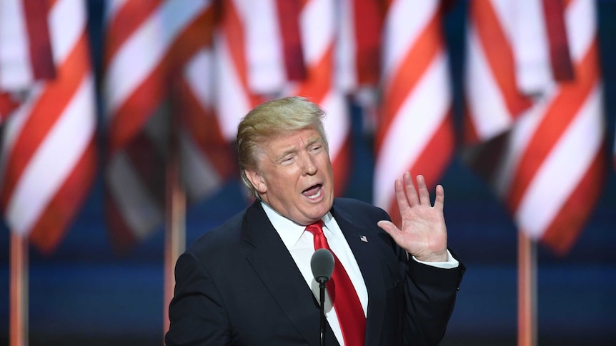 Donald Trump speaks on the last day of the Republican National Convention