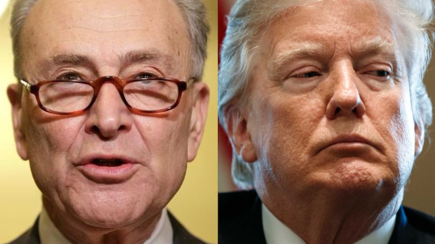 Composite image of headshots of Chuck Schumer and Donald Trump.