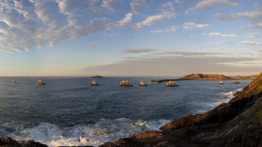 Heat exchange units built by WE Smith in the harbour at Coffs Harbour before being shipped to WA