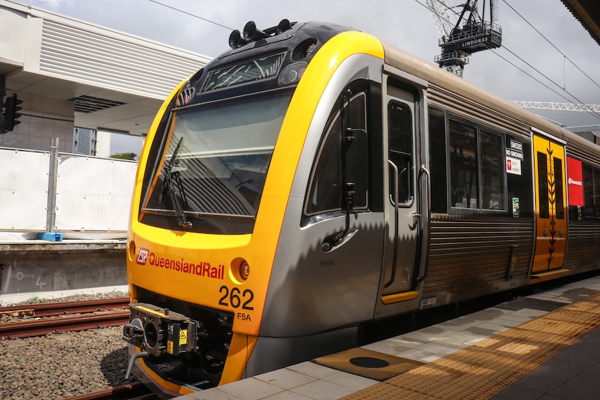 A Queensland Rail training stopped at a Brisbane station.