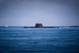 A submarine is seen in the ocean