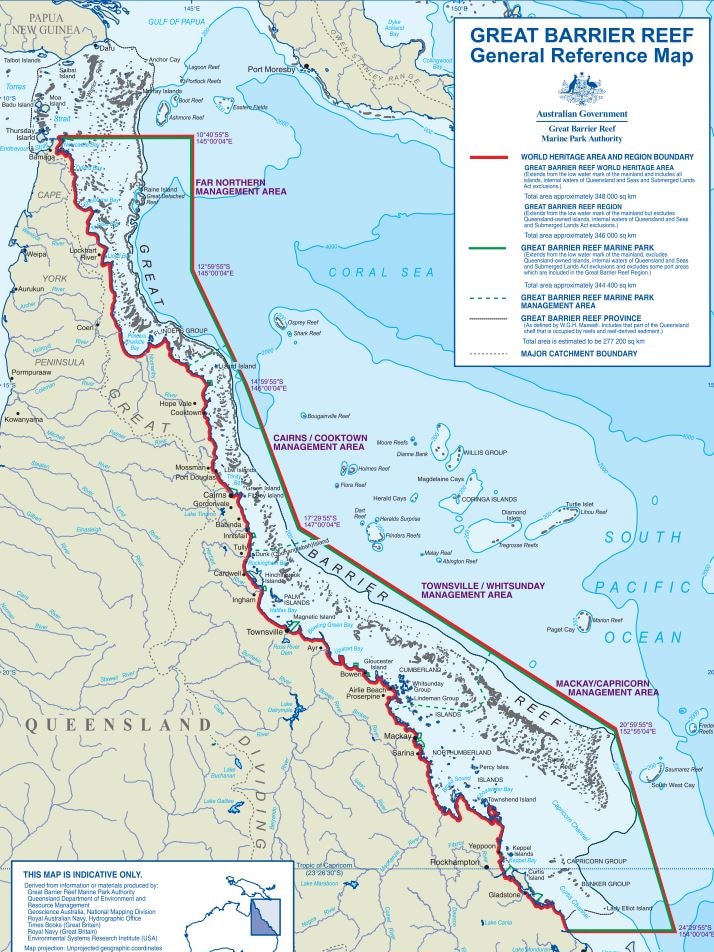 Great Barrier Reef general reference map