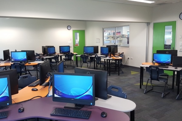 Classroom with computers set up