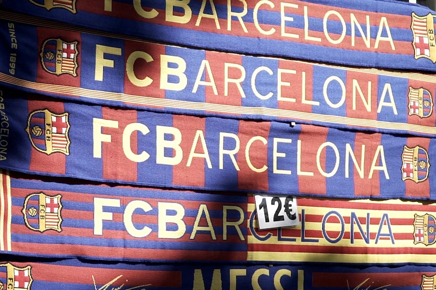 Scarves for FC Barcelona football club.