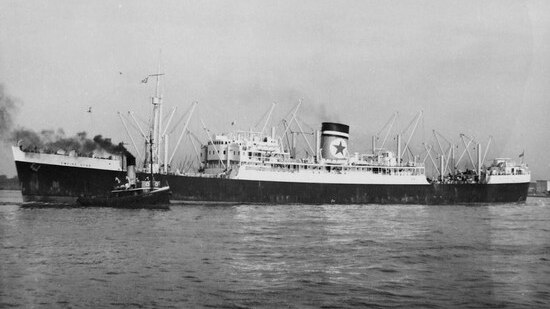 The Empire Star Ship under attack in 1942.