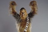 Peter Mayhew in full costume as Chewbacca.